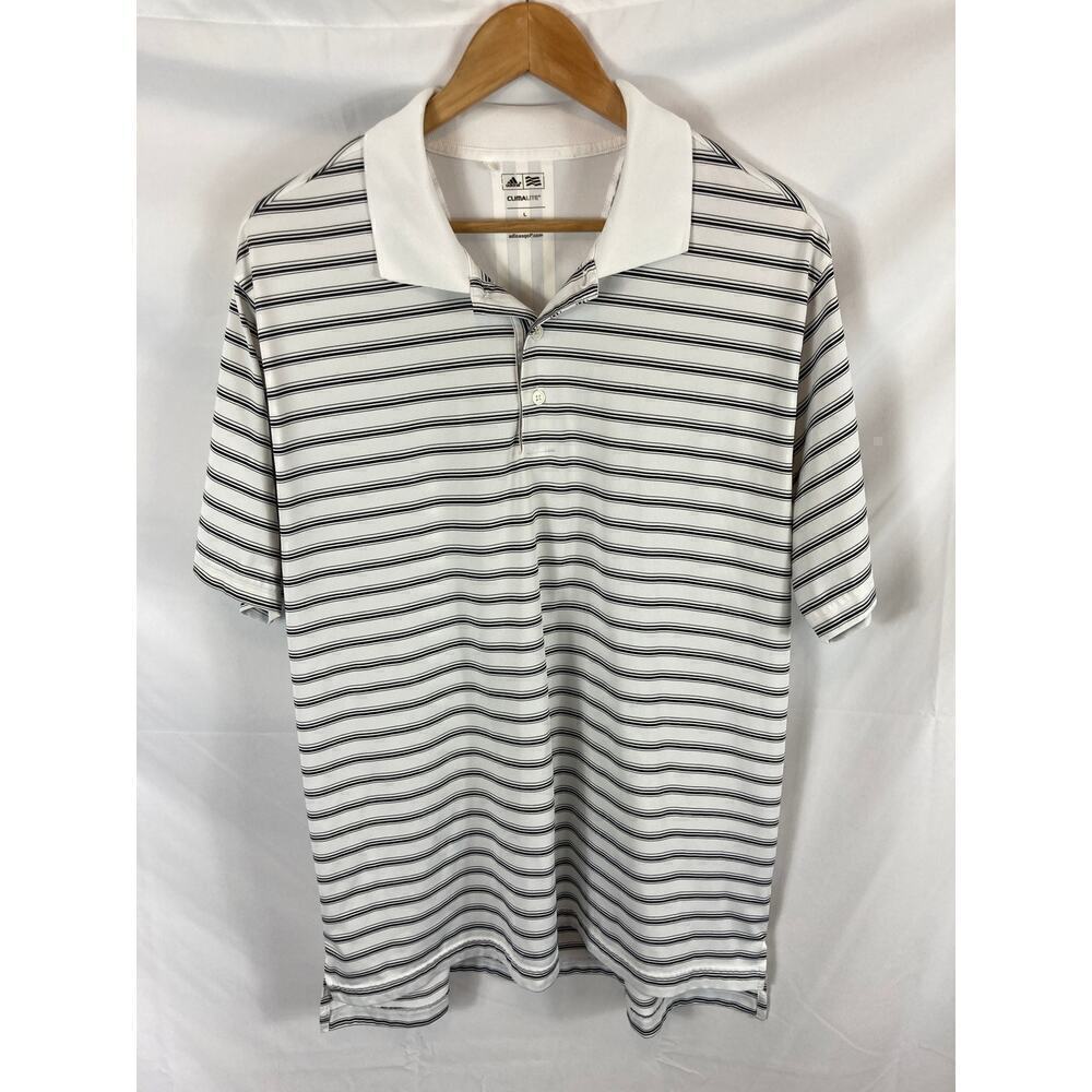 Adidas Golf Climalite Striped Polo Size Large